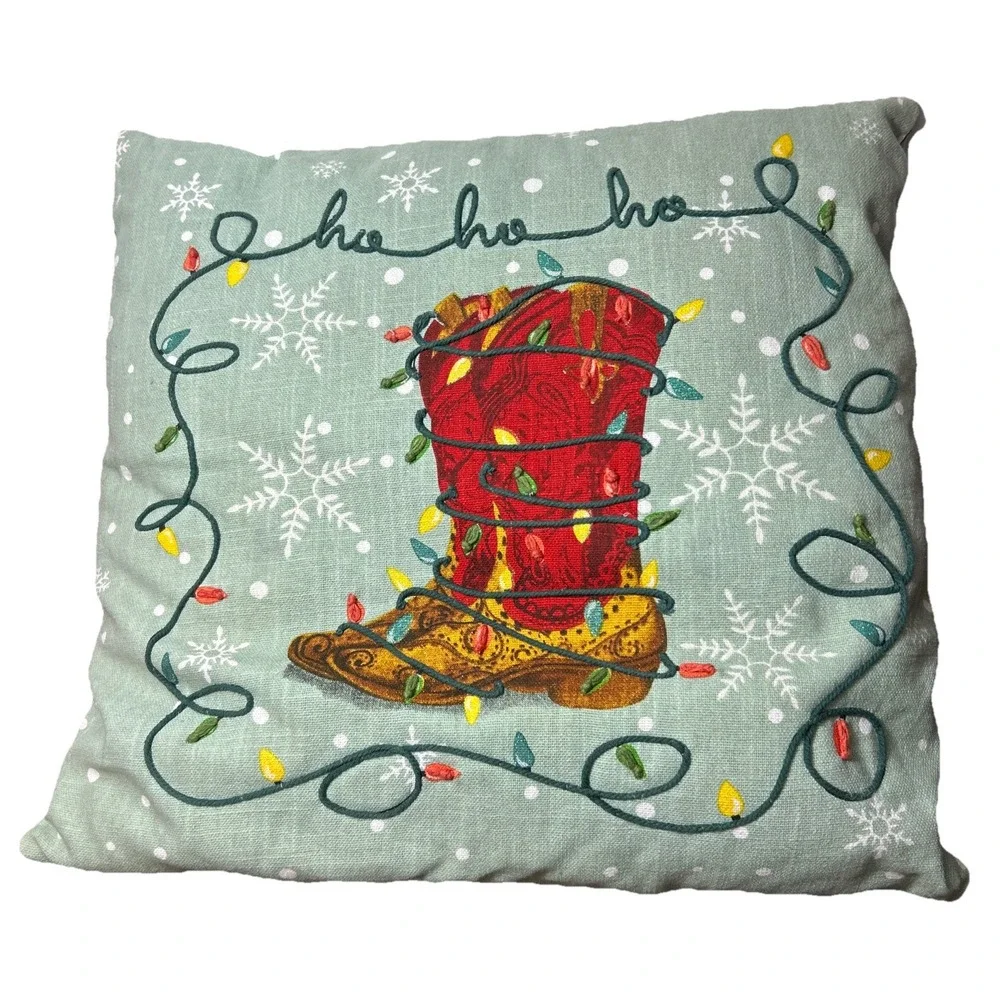 Pioneer Woman Decorative Throw Pillow Holiday Boot Painted Sparkly No INSERT